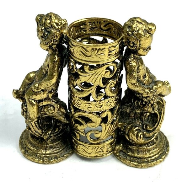 Vintage Stylebuilt Vanity Cherub Angel Perfume Lipstick Brush Holder Accessory - Picture 2 of 9